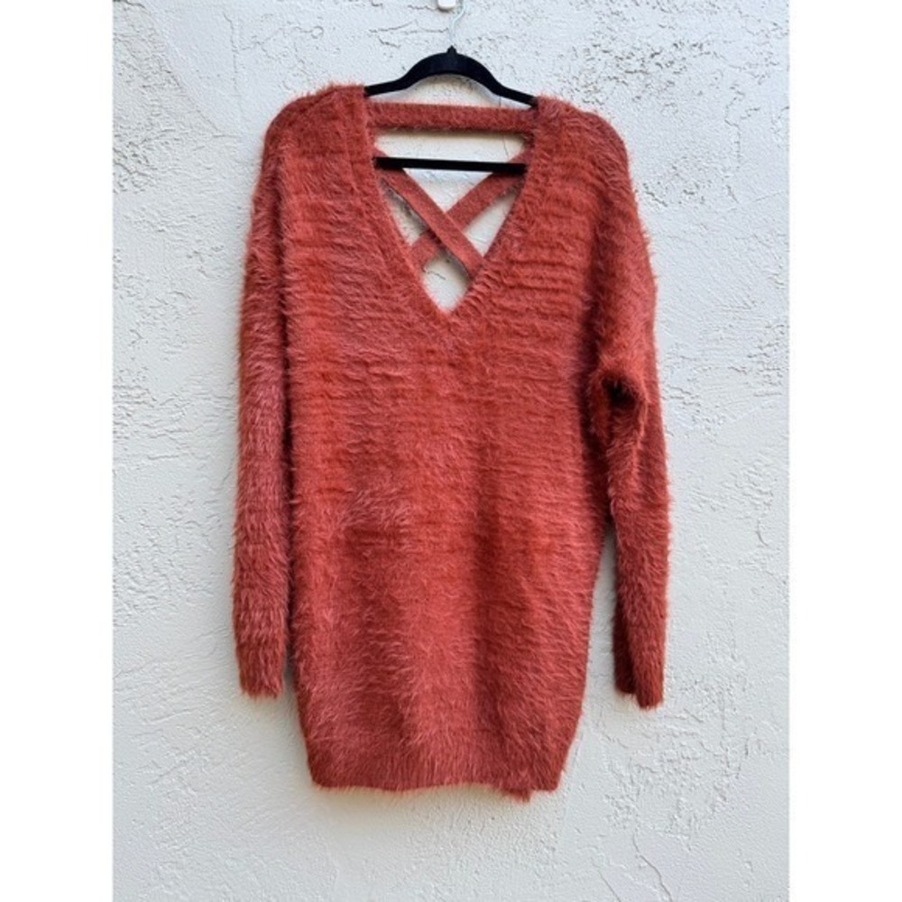 Kaisley NEW Womens Rust Sweater Dress Boho Textured Cottage Oversized Earthy